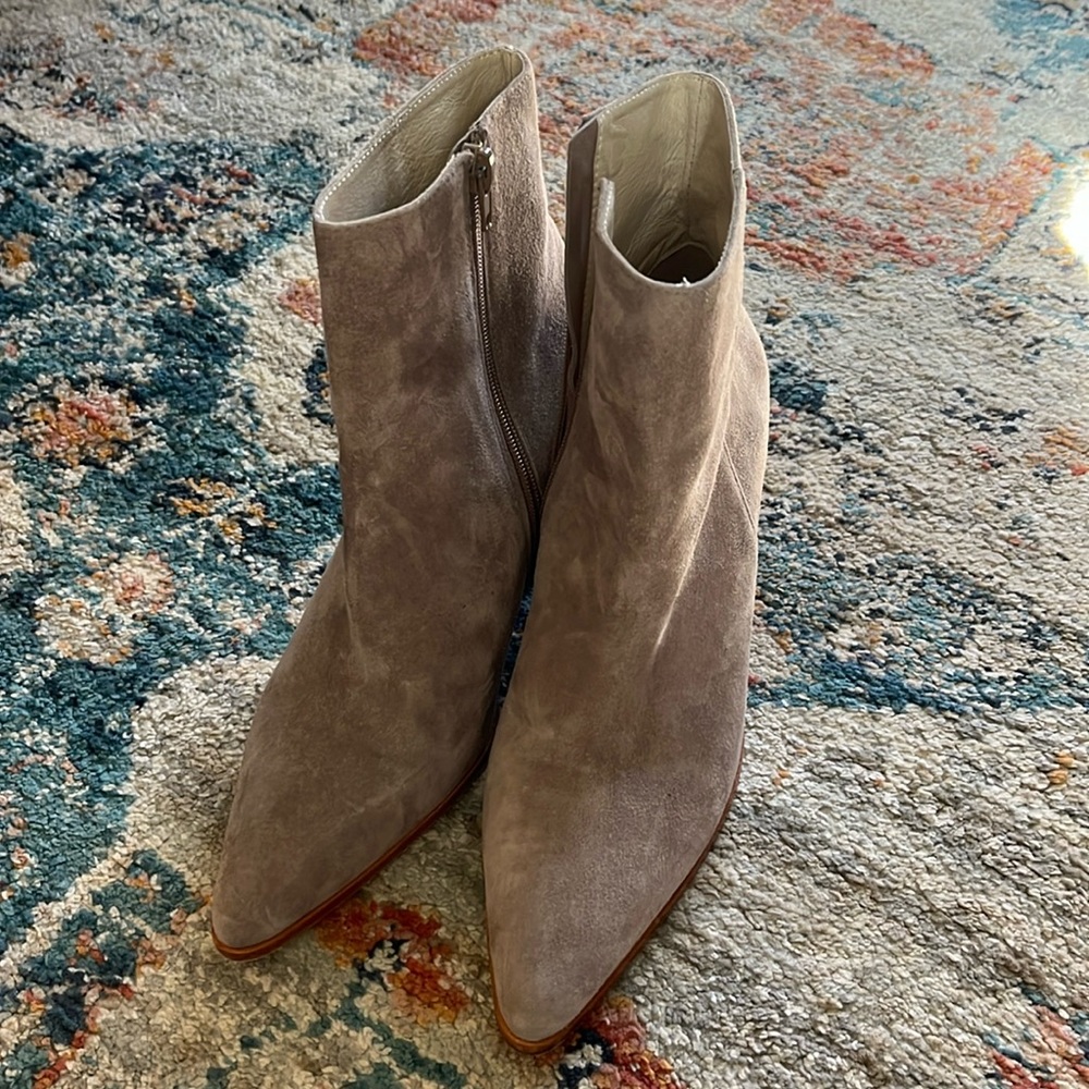 Raye Merit booties in taupe color